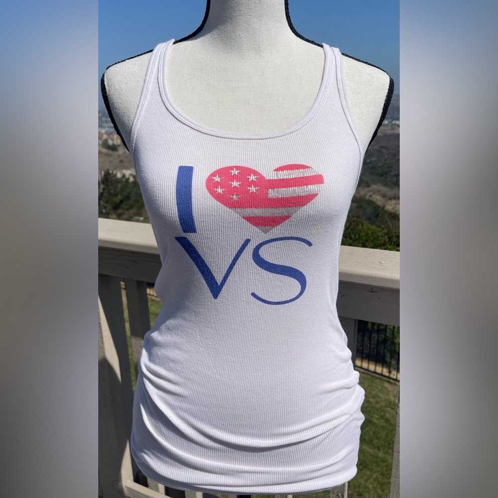 Victoria's Secret White Tank Top with Patriotic Graphic